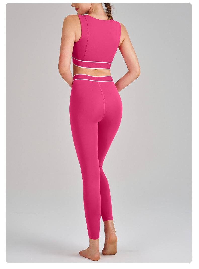Women's new yoga clothes, high waist, hip, abdomen, sling and beautiful back running sports bra suit