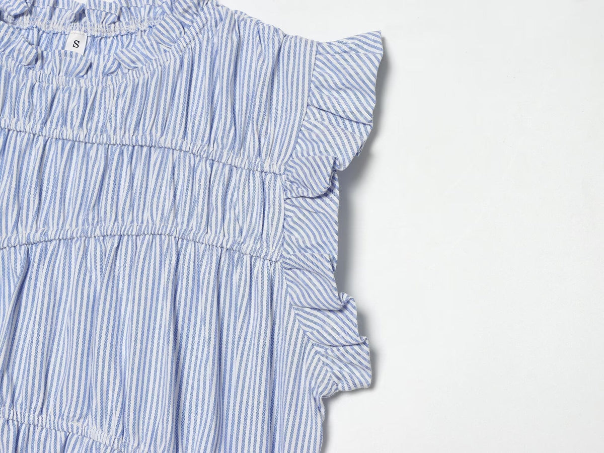 Women's lace up decorative elastic striped top