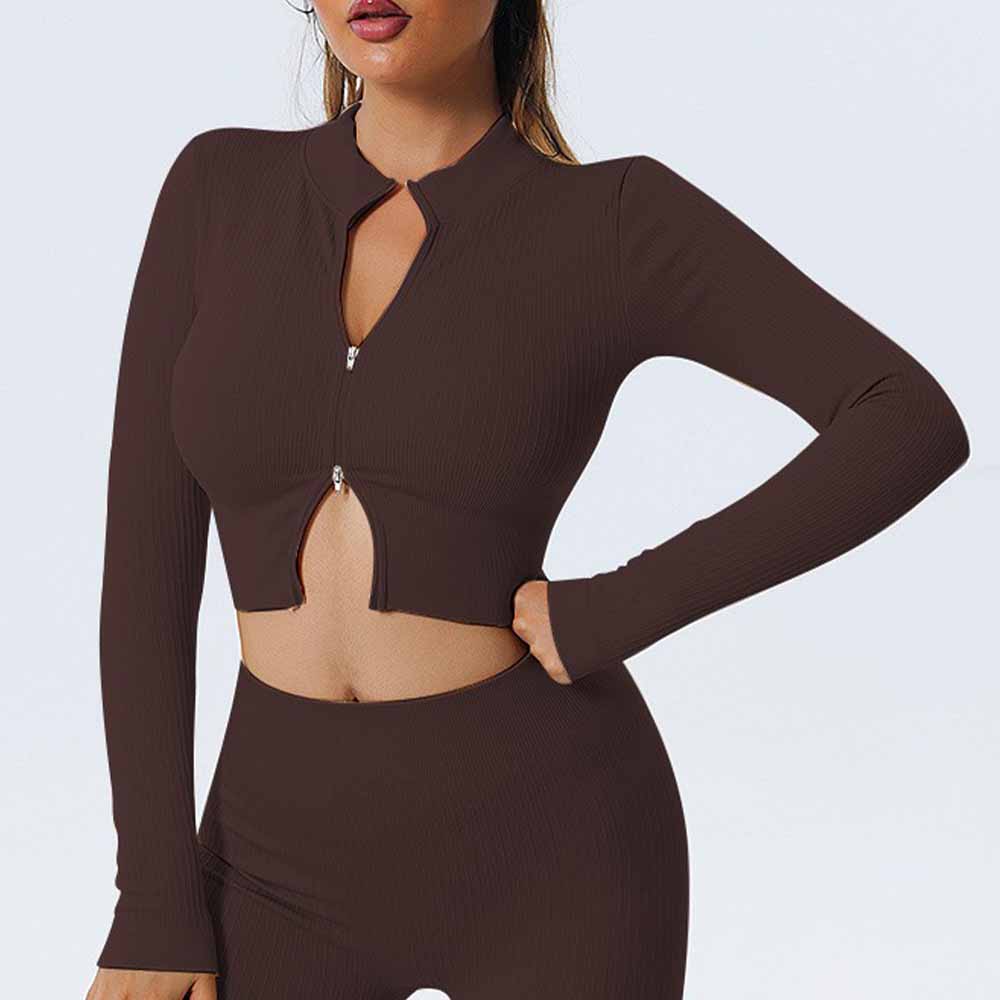 Women's New Fashion Joker Sports Bra Yoga Pants Long-sleeved Jacket Short-sleeved Tight Training Vest Six-piece Yoga Clothes.