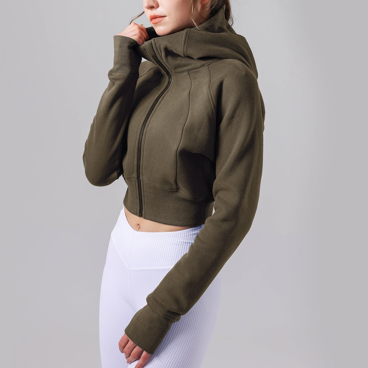 Women's new Joker hooded fitness jacket plus velvet warm loose coat