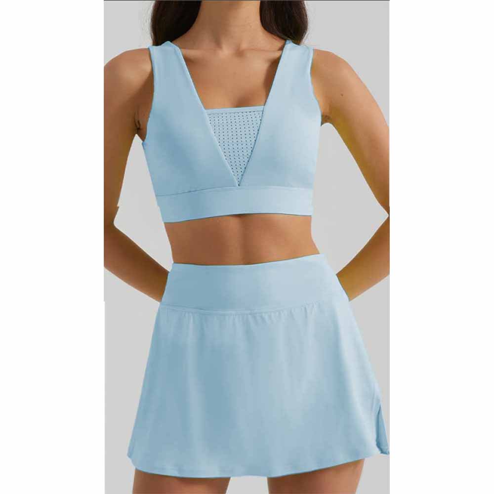 Women's New Joker Sports Suit Yoga Clothing Vest Breathable Exposure-proof High Waist Tennis Yoga Skirt.